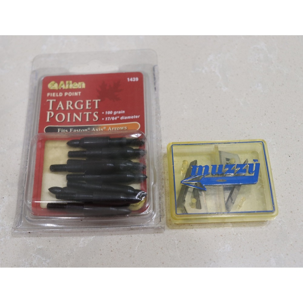Allen Field Point Target Points 100 Grain 17/64 and Muzzy Replacement Blades Lot